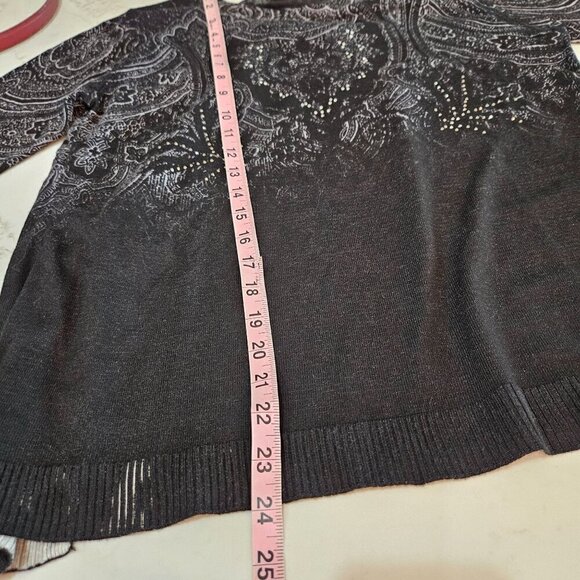 Desigual Edinburgo Back Vent Black Sequin Sweater Medium Goth Grunge - Picture 9 of 13